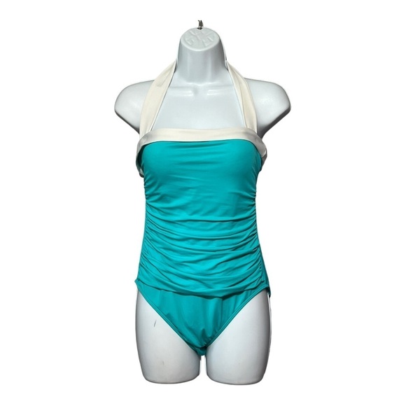Lauren Ralph Lauren Tummy-Control Halter Swimsuit Ruched One Piece Beachwear - Picture 1 of 7